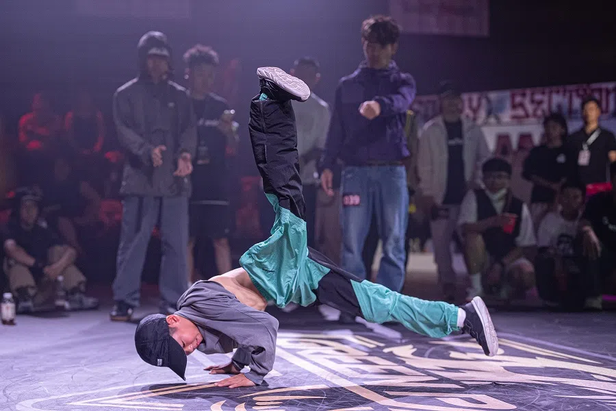 Niu Yiming performs at an underground breaking competition in Beijing on 28 June 2024.
