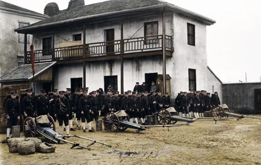The artillery team of the revolutionaries, October 1911. They used small-caliber cannon, which gave the Qing army a clear advantage in terms of firepower.
