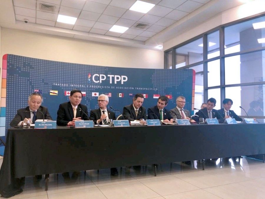 A press conference of the CPTPP, 18 May 2019. (Ministry of Trade and Industry, Singapore)