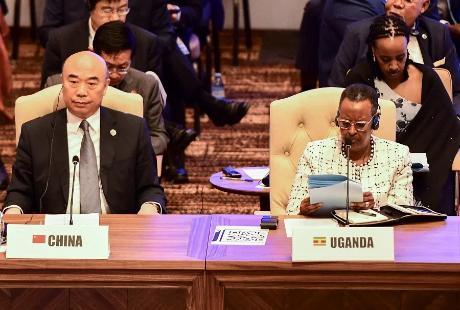 Chinese Vice-Premier Liu Guozhong and Uganda’s First Lady Janet Museveni attend the opening of the Third South Summit (G77+China) in Munyonyo suburb, of Kampala, Uganda, on 21 January 2024. (Abubaker Lubowa/Reuters)