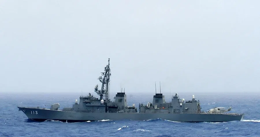 The Sazanami, one of two MSDF destroyers dispatched on an antipiracy mission off the coast of Somalia, over the pirate-infested Gulf of Aden. (Kyodo News)