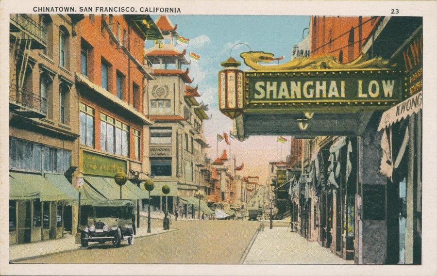 A US postcard from the 1930s, showing a Chinese restaurant in San Francisco called Shanghai Low (上海楼, literally Shanghai House). Generally, "Shanghai" was just a name tagged on, mainly because Westerners were more familiar with Shanghai - the place may not have offered Shanghai cuisine.