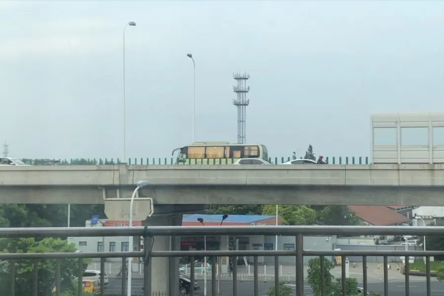 The overpass outside the writer's window.