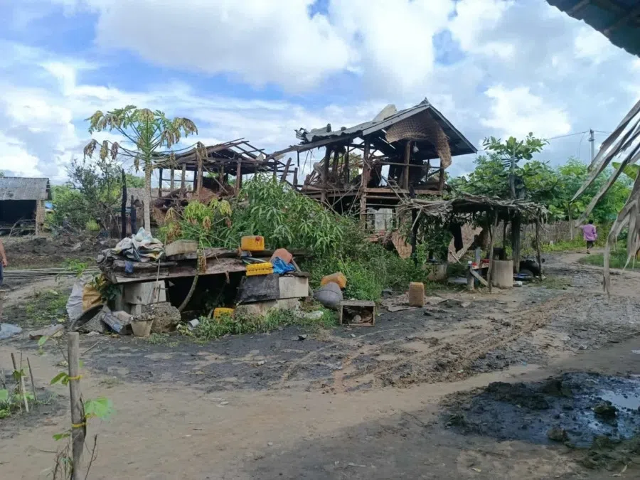 Burned houses in a village in Magway, following an attack by the junta. (Photo provided by interviewee)