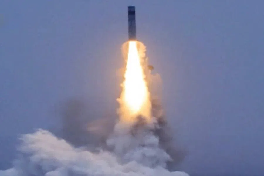 A screen shot from a video featuring the recent missile test by China.