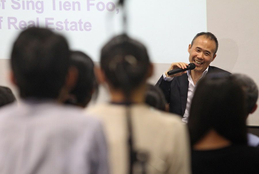 Wang Shi speaking at a seminar organised by the National University of Singapore (NUS) on 14 April 2014. (SPH Media)