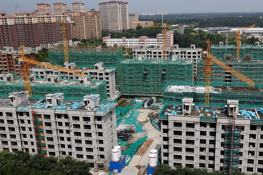 A general view of a construction site of residential buildings by Chinese developer Country Garden in Tianjin, China, on 18 August 2023. (Tingshu Wang/Reuters)