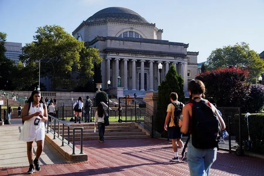 Students walk on campus at Columbia University during the first day of the fall semester in New York City, US, on 2 September 2025. (Ryan Murphy/Reuters)