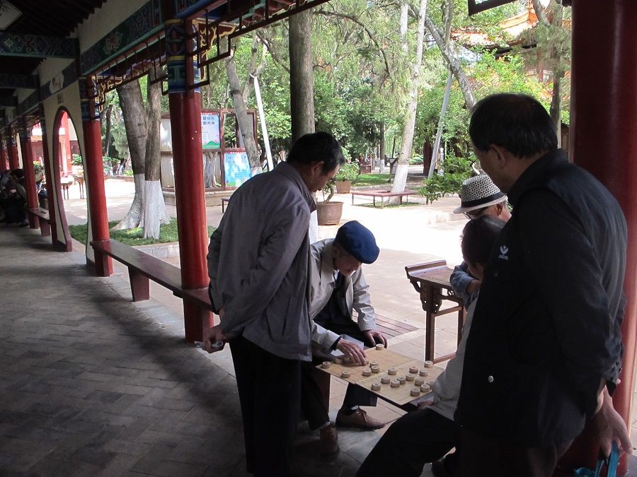 A game of chess in progress at Cuihu Park, Kunming, 2017.