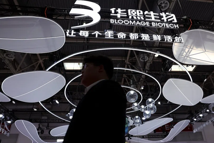 People walk past the booth of Bloomage Biotech during the China International Supply Chain Expo (CISCE) in Beijing, China, on 22 June 2026.
