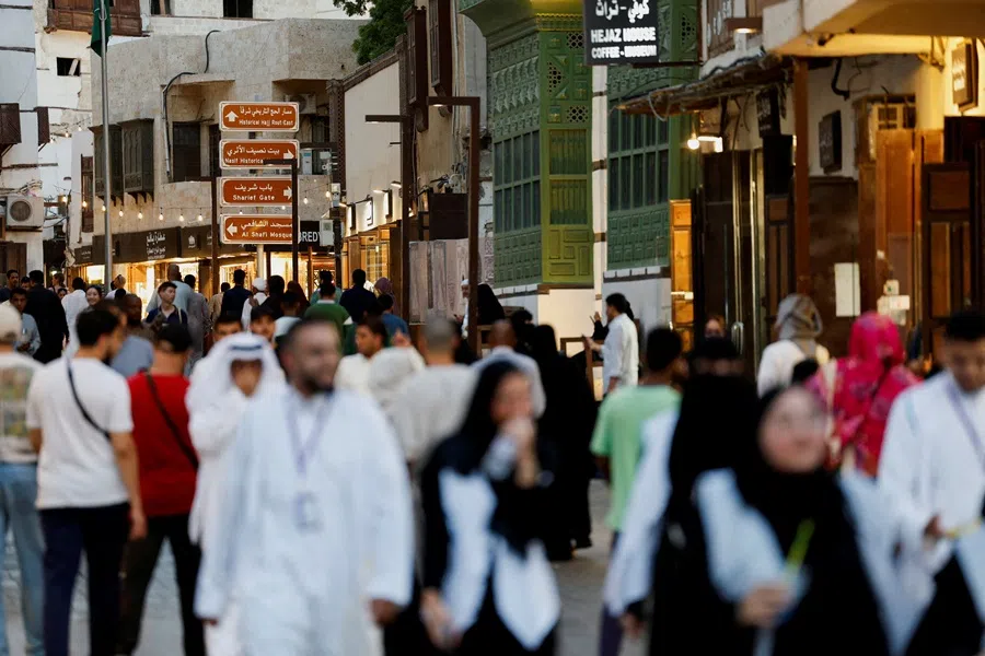 Tourists and locals are seen in the historic old city known as “Al-Balad” in Jeddah, Saudi Arabia, on 21 April 2025. (Hamad I Mohammed/Reuters)