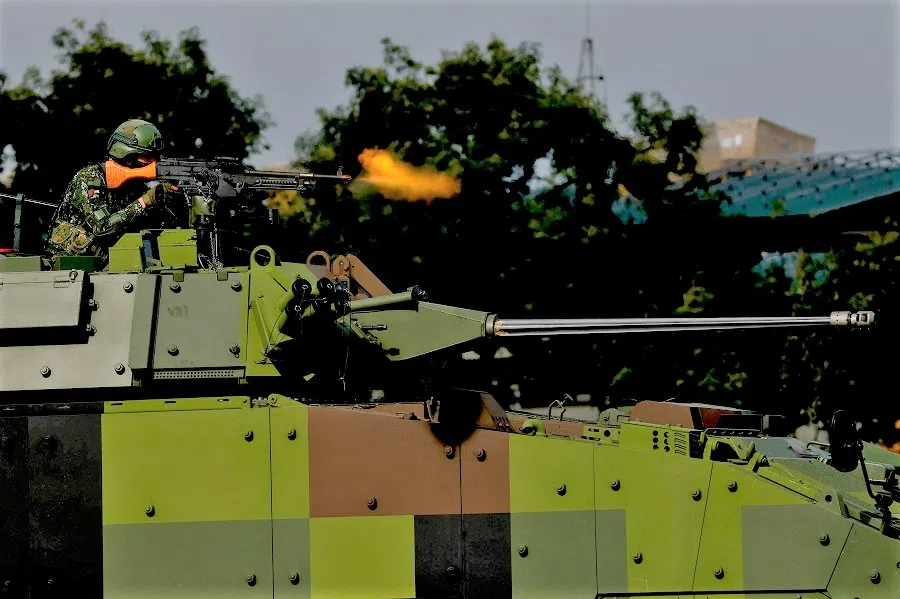 Soldiers practise in the annual military drill in Chiayi, Taiwan, 6 January 2023. (Ann Wang/Reuters)
