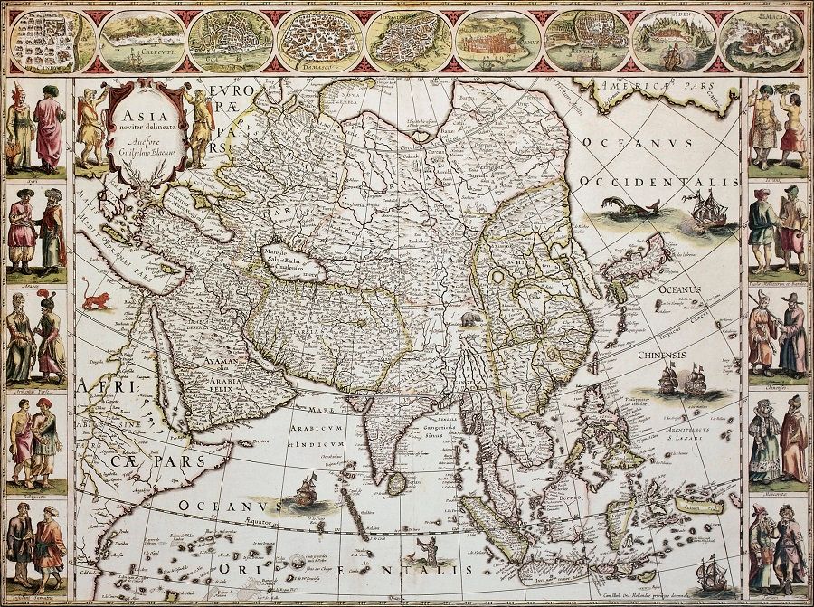 Can the Covid-19 pandemic let us rethink how we treat foreigners, and whether and how our attitude toward foreigners reflects our character and our values as a person, a community, or a nation? A look at the attitude toward foreigners in an earlier time may give us some perspective on our current situation. This is an old map of Asia created by Willem Bleau and published in Amsterdam, ca. 1650. (iStock)