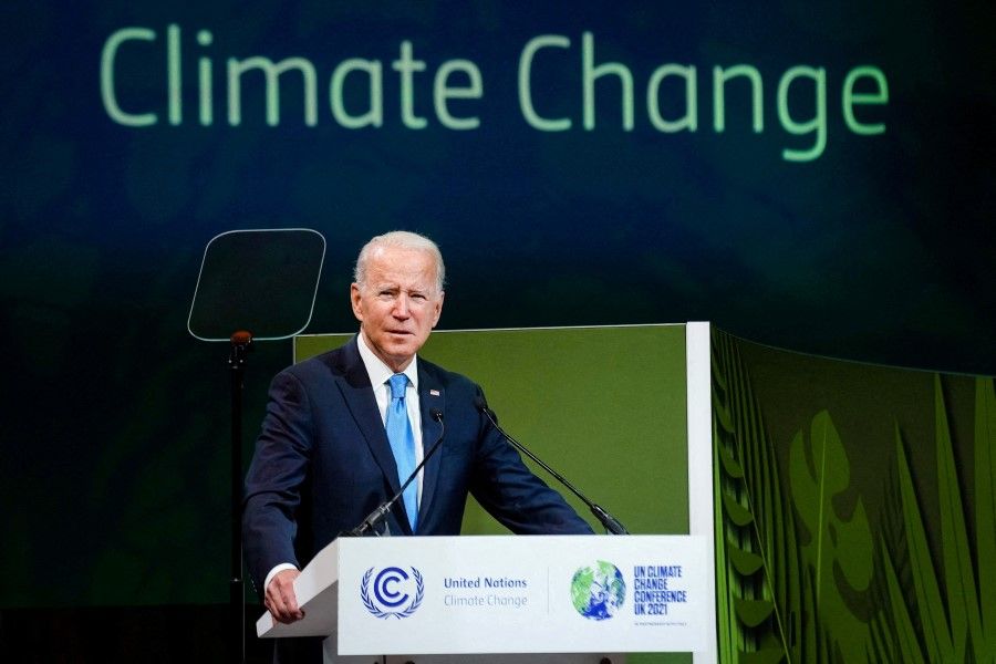 US President Joe Biden speaks during the UN Climate Change Conference (COP26) in Glasgow, Scotland, Britain, November 2, 2021. (Erin Schaff/Pool via Reuters)