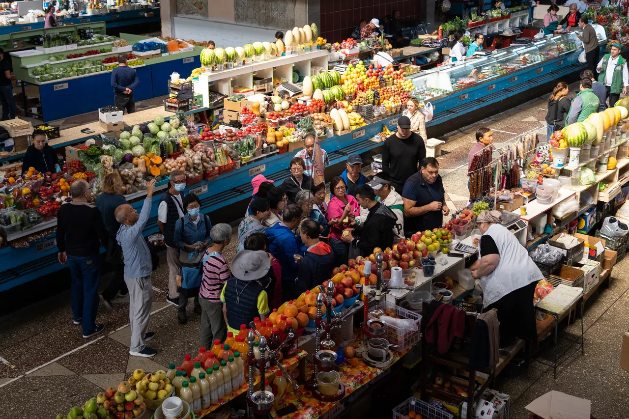 A tour group visits the Green Bazaar, Almaty’s most famous market, in Kazakhstan. (SPH Media)