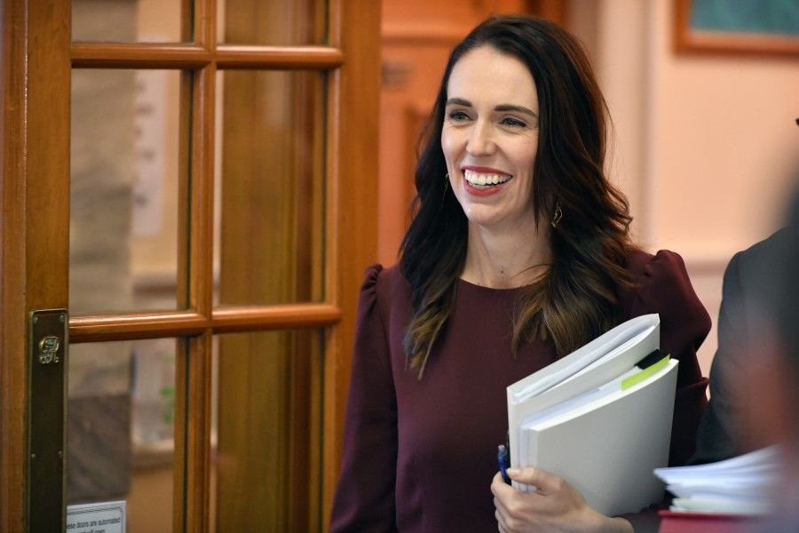 New Zealand Prime Minister Jacinda Ardern arrives for the presentation of the budget at Parliament in Wellington, New Zealand on 20 May 2021. (Mark Graham/Bloomberg)