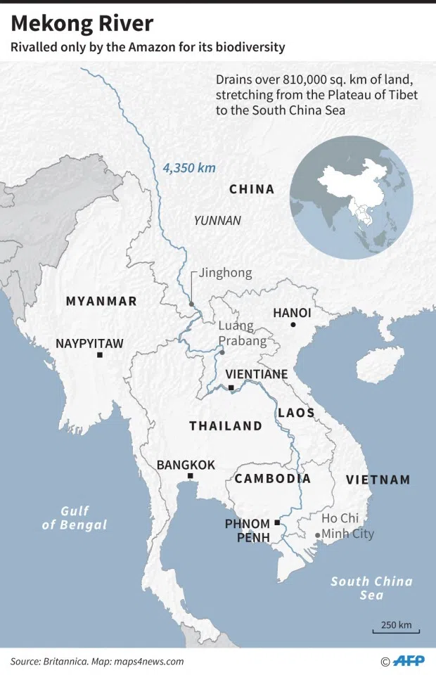 The Mekong River risks having its biodiversity upset by human activity. (AFP)