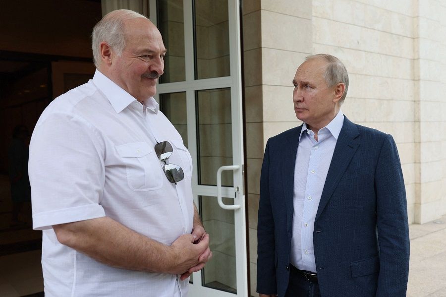 Russian President Vladimir Putin meets with his Belarusian counterpart Alexander Lukashenko in Sochi, Russia, on 9 June 2023. (Gavriil Grigorov/Sputnik/AFP)