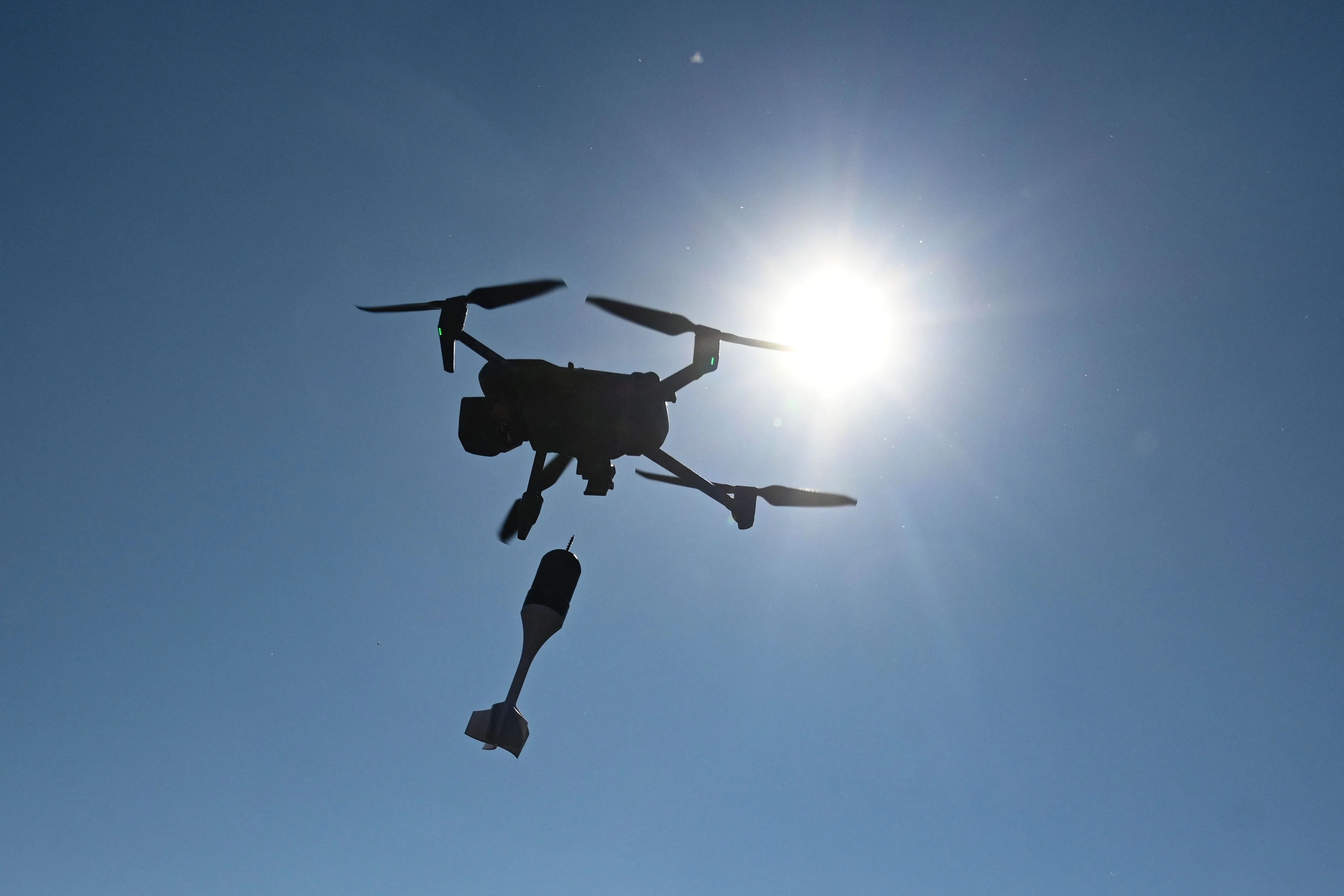 A drone drops a dummy explosive during the "Wild Drones" racing competition, designed to simulate battlefield conditions, at an undisclosed location in the Chernivtsi region in Ukraine on 30 September 2026, amid the Russian invasion of Ukraine.