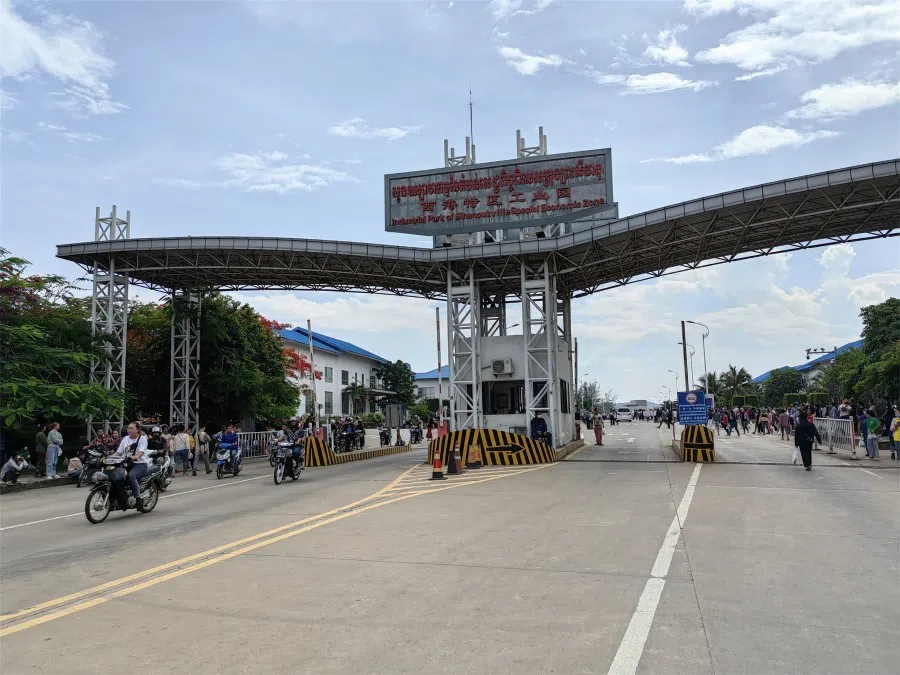 Workers get off work in Sihanoukville, jointly built by Chinese and Cambodian companies, 22 May 2023. (CNS)
