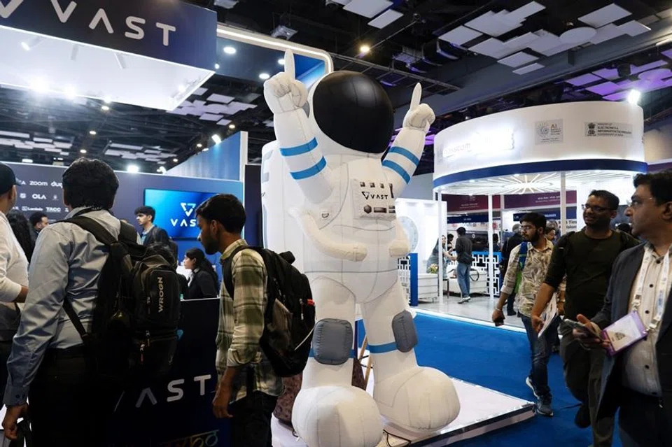 The Vast.ai booth at the AI Impact Summit in New Delhi, India, on 20 February 2026. (Ruhani Kaur/Bloomberg)