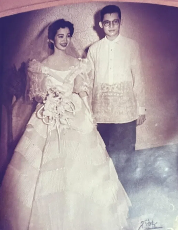 Wedding photo of Senator Benigno Aquino Jr and Corazon Aquino.