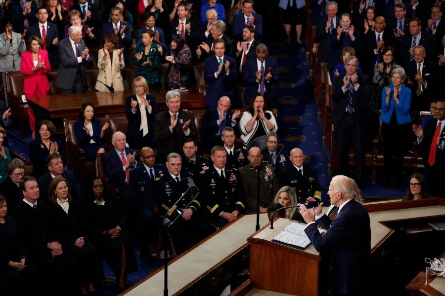 US President Joe Biden delivers his State of the Union address during a joint meeting of Congress in the House Chamber of the US Capitol on 7 February 2023 in Washington, DC. The speech marks Biden's first address to the new Republican-controlled House. (Chip Somodevilla/Getty Images/AFP)