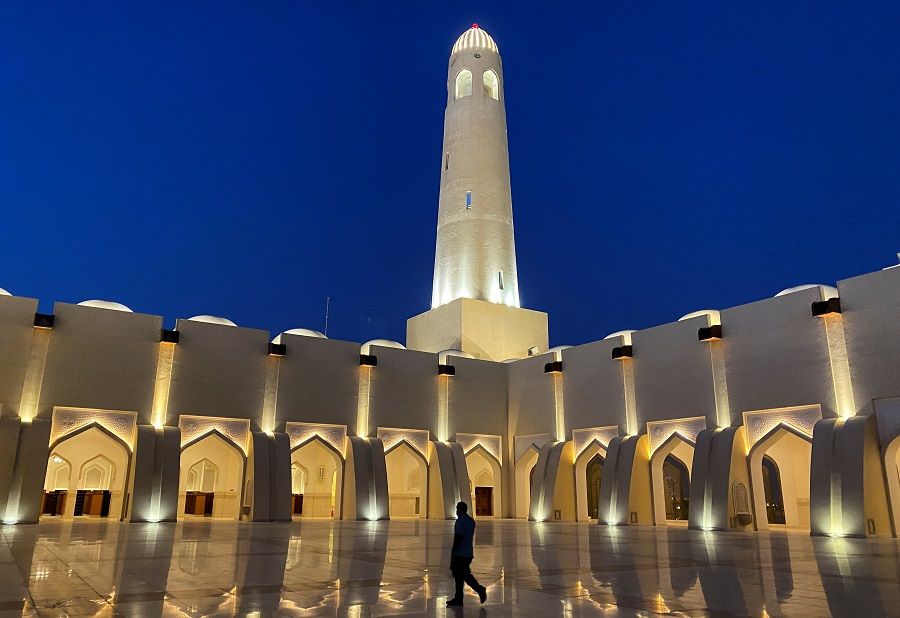A man walks inside Imam Muhammad ibn Abd al-Wahhab Mosque in Doha, Qatar, 2 December 2021. (Suhaib Salem/Reuters)