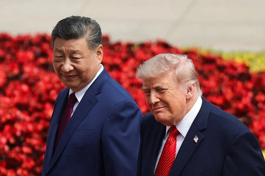 Chinese President Xi Jinping attends a welcome ceremony with US President Donald Trump at the Great Hall of the People, in Beijing, China, 14 May 2026. (Maxim Shemetov/Pool/Reuters)