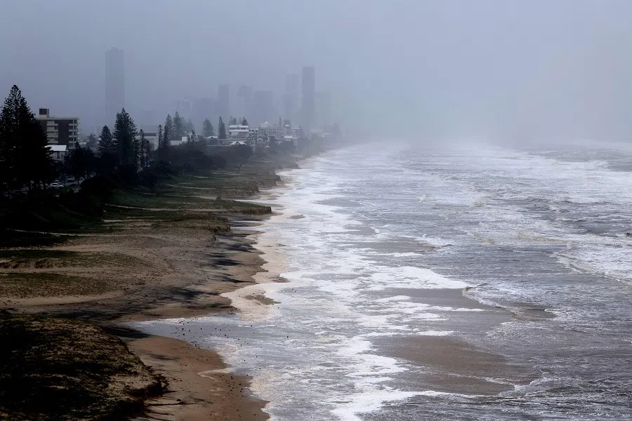 A general view shows erosion at Miami Beach after the sand was washed away during Tropical Cyclone Alfred on the Gold Coast on 9 March 2025. (David Gray/AFP)