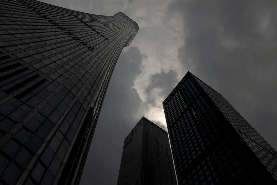 CITIC Tower, also known as China Zun, and neighbouring office towers are seen under dark clouds in the Central Business District (CBD) of Beijing, China, on 24 July 2026.