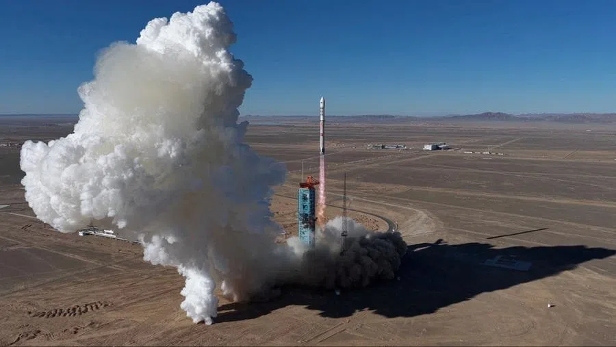 Zhuque-3 rocket by China’s private rocket firm LandSpace, takes off from the Jiuquan Satellite Launch Center, China, on 3 December 2025, in this screen grab taken from handout drone footage provided by LandSpace.