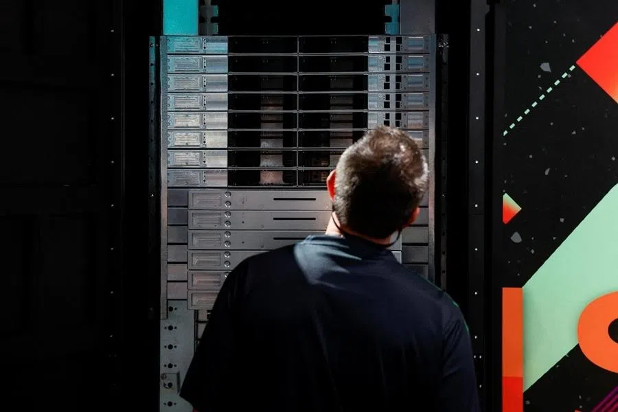 An attendee looks at the HPE Cray Supercomputing GX5000, on display at HPE Discover Las Vegas 2026, in Las Vegas, Nevada, US, on 16 June 2026.