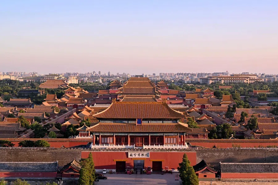 The Forbidden city is seen from the Jingshan park during sunset in Beijing, China, on 27 August 2024. (Adek Berry/AFP)