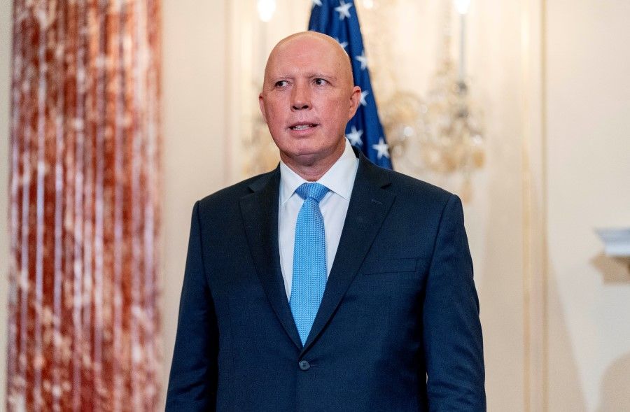 Australian Minister of Defence Peter Dutton at the State Department in Washington, US, 16 September 2021. (Andrew Harnik/Pool via Reuters)