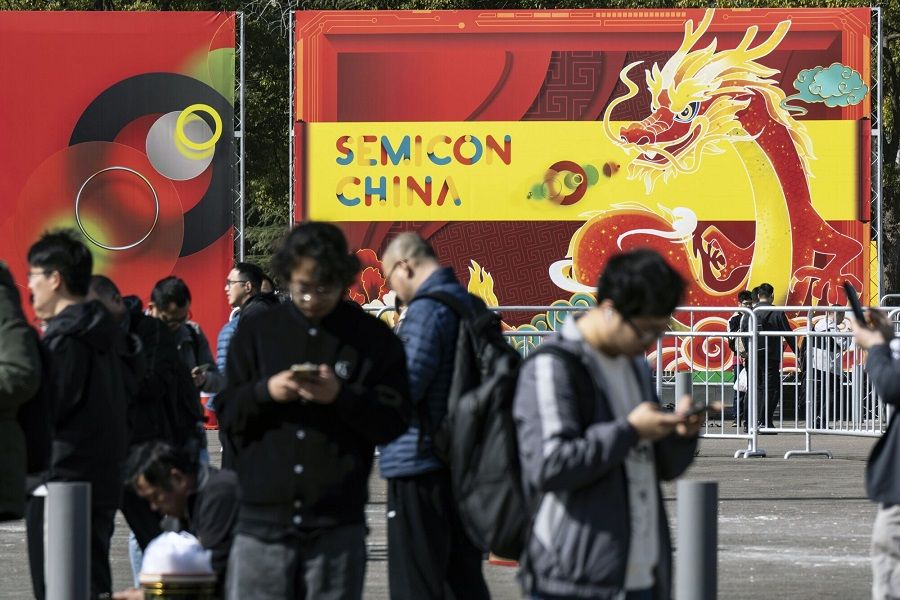 Attendees at the Semicon China expo in Shanghai, China, on 20 March 2024. (Qilai Shen/Bloomberg)