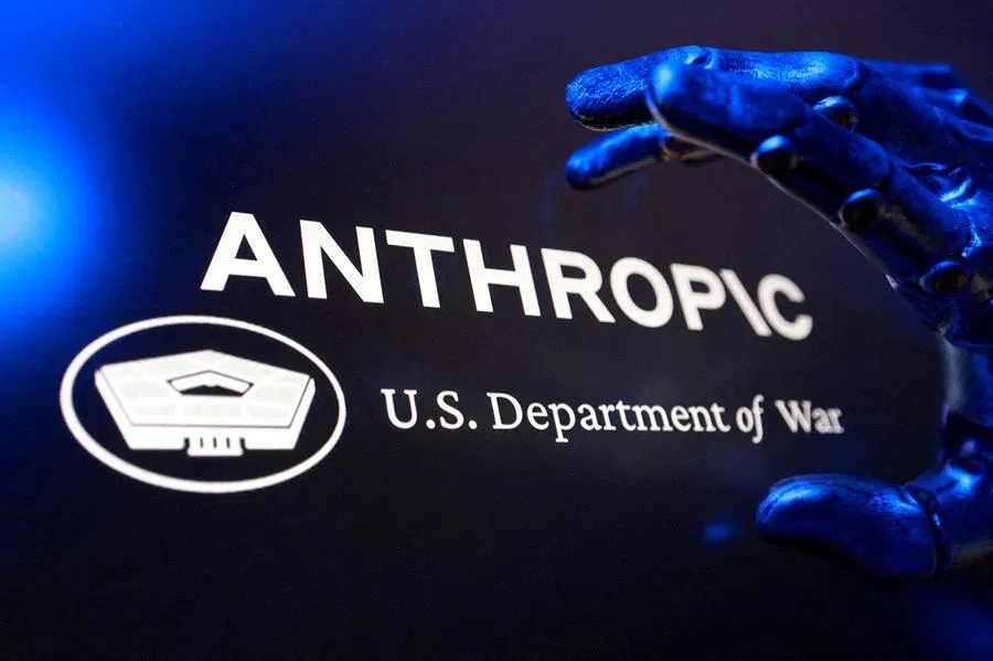 US Department of War and Anthropic logos are seen in this illustration created on 1 March 2026.