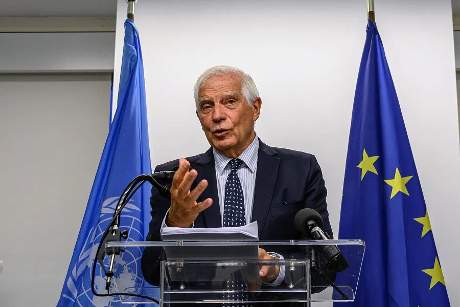 EU High Representative for Foreign Affairs Josep Borrell holds a press conference following the EU Foreign Ministers meeting in New York, US, on 19 September 2022. (Ed Jones/AFP)