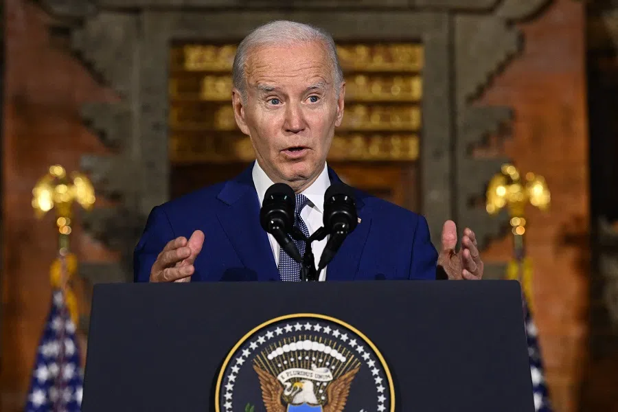 US President Joe Biden holds a press conference on the sidelines of the G20 summit in Nusa Dua on the Indonesian resort island of Bali, 14 November 2022. (Saul Loeb/AFP)