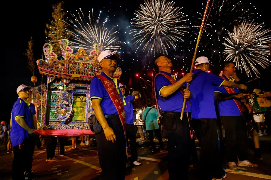 Pilgrims take part in the Hungry Ghost Festival, in Keelung, Taiwan, on 29 August 2023. (Reuters/Ann Wang)