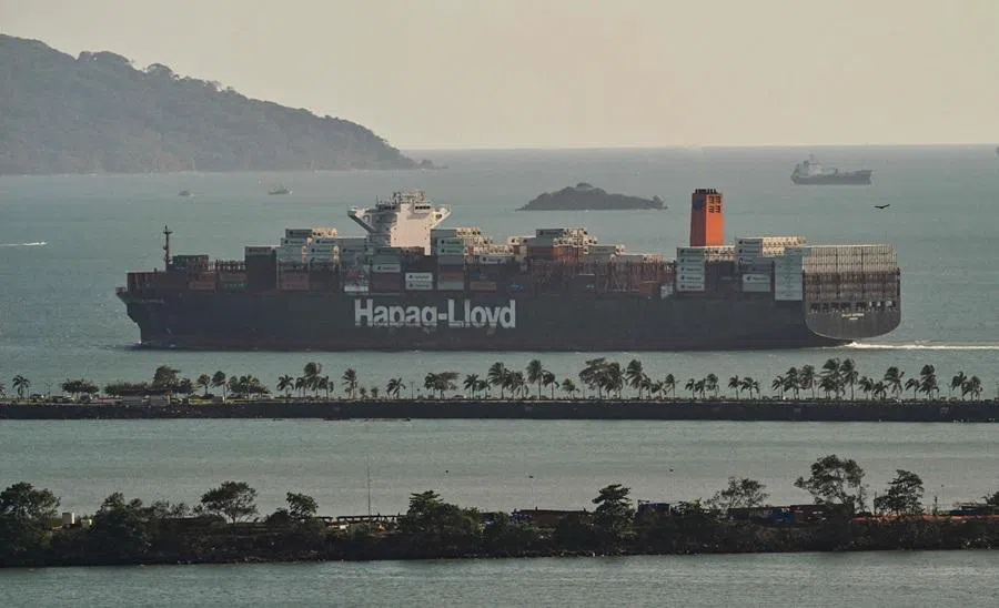 This view shows the Callao Express, a container ship from Germany, in the Panama Canal on the Pacific side, in Panama City on 30 January 2026. (Martin Bernetti/AFP)