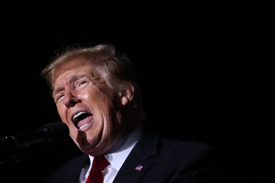 Former President Donald Trump speaks to supporters during a rally at the Iowa State Fairgrounds on 9 October 2021 in Des Moines, Iowa, US. (Scott Olson/Getty Images/AFP)