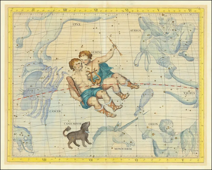 John Flamsteed, Gemini and Canis Minor, London, 1728. (Wikimedia)