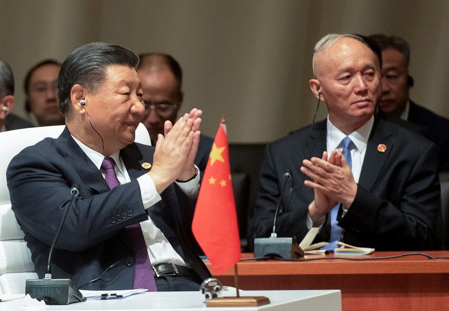 Chinese President Xi Jinping claps at the BRICS Summit in Johannesburg, South Africa, on 23 August 2023. (Alet Pretorius/Pool/Reuters)