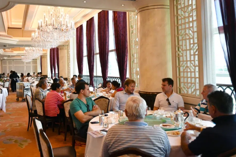 People having dim sum at Maxim's Palace restaurant at City Hall in Central, Hong Kong on June 20, 2019. The Maxim's Group has been praised for its stand against the recent protests in Hong Kong. (SPH)