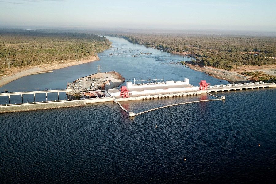 This file photo taken on 17 December 2018 shows a general view of Cambodia's 400 megawatt Chinese-financed Lower Sesan 2 hydroelectric dam during its inauguration in Stung Treng province, Cambodia. (Ly Lay/AFP)