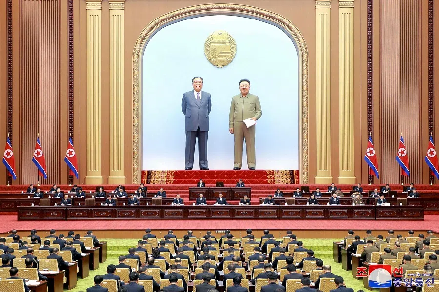 This recent undated picture released from North Korea’s official Korean Central News Agency (KCNA) via KNS on 24 January 2025 shows the 12th session of the 14th Supreme People’s Assembly (National Assembly), being held over 22-23 January 2025, at the Mansudae Assembly Hall in Pyongyang.