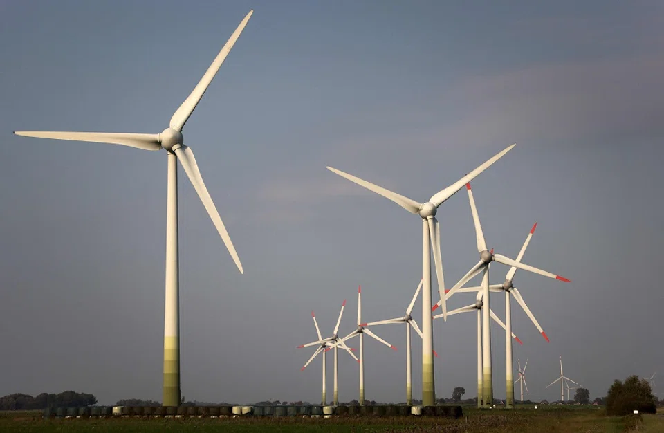 Wind turbines are pictured near Heide, Germany, on 11 September 2023. (Daniel Roland/AFP)