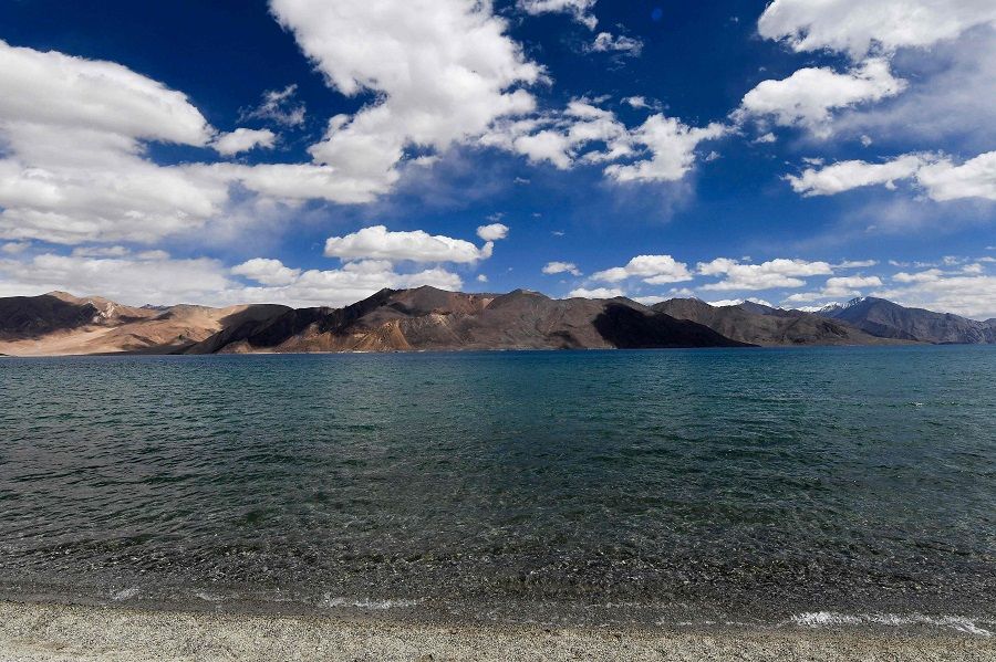 This photo taken on 14 September 2018 shows a general view of the Pangong Tso (lake) in Ladakh bordering India and China. (Prakash Singh/AFP)