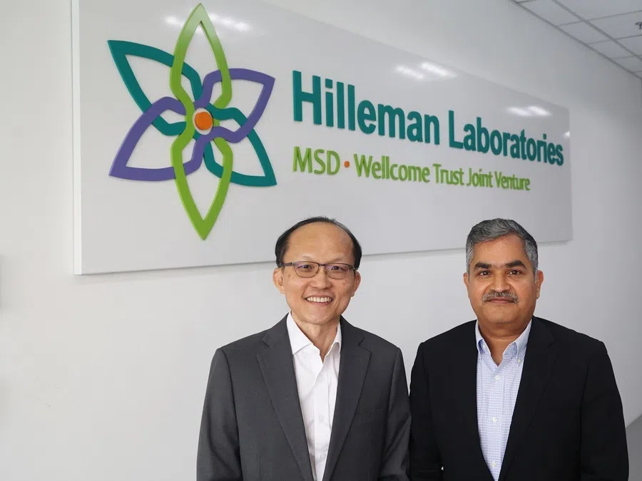 Hilleman Laboratories CEO Raman Rao (right) and CTO Lawrence Yap (left) at the company’s Singapore facility on 6 August 2026.